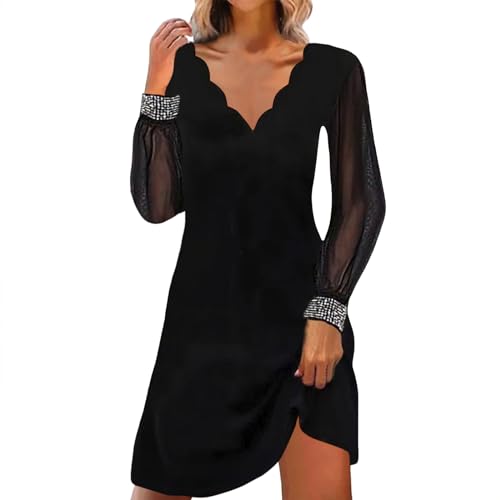 POIUIYQA Damen Festlich Kleid Langarm Elegant Abendkleid kurz Samtkleid Bodycon Partykleid Sexy Hoch Taille Cocktailkleid POIUIYQA Damen Festlich Kleid Langarm Elegant Abendkleid kurz Samtkleid Bodycon Partykleid Sexy Hoch Taille Cocktailkleid von POIUIYQA