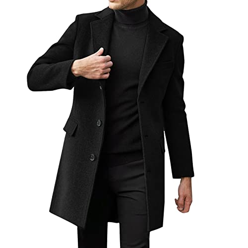 POIUIYQA Herren Casual Slim Fit Wollmantel Lange Jacke Kerbkragen Trenchcoat Einreiher Mantel Winter Warme Oberbekleidung POIUIYQA Herren Casual Slim Fit Wollmantel Lange Jacke Kerbkragen Trenchcoat Einreiher Mantel Winter Warme Oberbekleidung von POIUIYQA