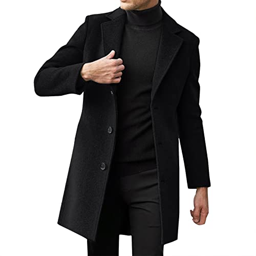 POIUIYQA Herren Casual Slim Fit Wollmantel Lange Jacke Kerbkragen Trenchcoat Einreiher Mantel Winter Warme Oberbekleidung POIUIYQA Herren Casual Slim Fit Wollmantel Lange Jacke Kerbkragen Trenchcoat Einreiher Mantel Winter Warme Oberbekleidung von POIUIYQA