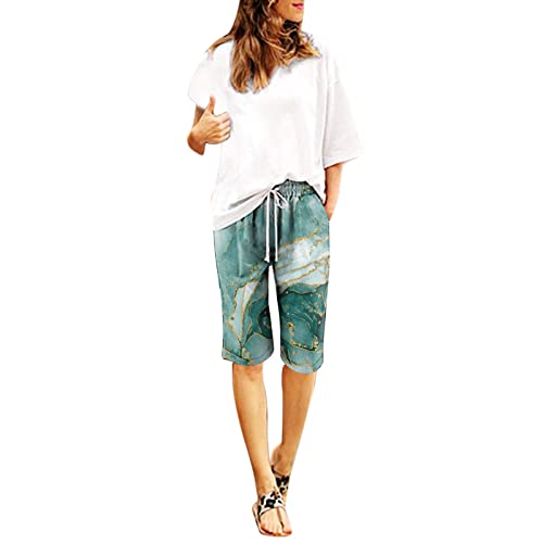 POIUIYQA Leinenshorts Damen Boho Knielang mit Tunnelzug Kurze Hose Leinen Bermuda Shorts Sommershorts High Waist Lose Radlerhose Große Größen Sport Biker Strand Yoga Leinenhose POIUIYQA Leinenshorts Damen Boho Knielang mit Tunnelzug Kurze Hose Leinen Bermuda Shorts Sommershorts High Waist Lose Radlerhose Große Größen Sport Biker Strand Yoga Leinenhose von POIUIYQA