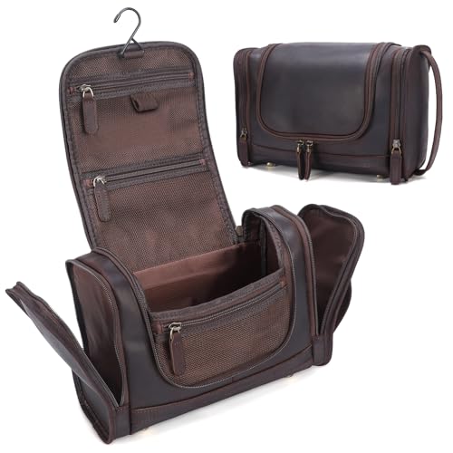 Polare Kulturbeutel aus Vollnarbenleder, Reise-Kulturbeutel, Make-up-Kosmetik-Organizer, Rasierset, Waschkoffer mit Haken zum Aufhängen, Dunkelbraun, Vintage, Dunkelbraun, Vintage-Stil Polare Kulturbeutel aus Vollnarbenleder, Reise-Kulturbeutel, Make-up-Kosmetik-Organizer, Rasierset, Waschkoffer mit Haken zum Aufhängen, Dunkelbraun, Vintage, Dunkelbraun, Vintage-Stil von POLARE ORIGINAL
