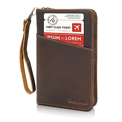 Polare Reisepasshülle aus Vollnarbenleder, für Damen und Herren, RFID-blockierend, für 6 Reisepässe, Dunkelbraun, S, Retro von POLARE ORIGINAL