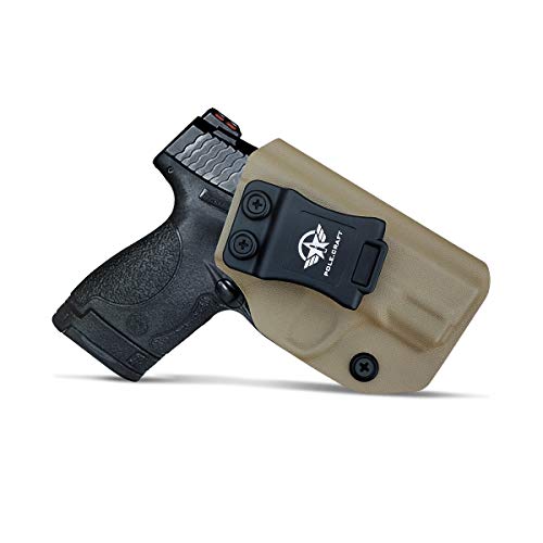 Kydex IWB Holster For Smith & Wesson M&P Shield M2.0 9mm 40 S&W / Crimson Trace Laser / Integrated CT Laser Isnside Waistband Concealed Carry Holster Guns Accessories (Tan - No Laser, Right Hand) von PoLe.Craft