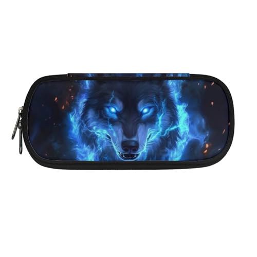 POLERO Niedliches Federmäppchen, tragbar, für Mädchen und Jungen, für Schule, Büro, Schreibwaren, Federtasche, Wolf Blue Fire, One Size, Schultasche, Wolf Blue Fire, One Size, Schulranzen POLERO Niedliches Federmäppchen, tragbar, für Mädchen und Jungen, für Schule, Büro, Schreibwaren, Federtasche, Wolf Blue Fire, One Size, Schultasche, Wolf Blue Fire, One Size, Schulranzen von POLERO