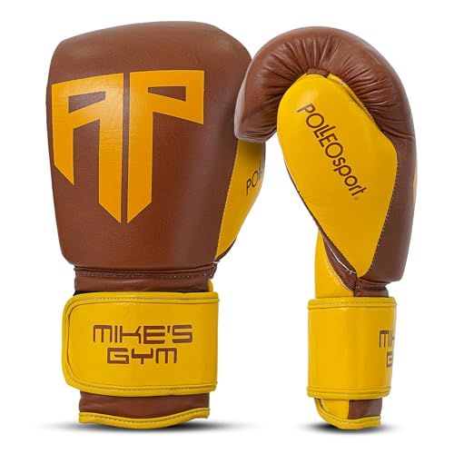 Polleo x AP Boxing Gloves Leather - Professionelle Boxhandschuhe, entwickelt mit Antonio Plazibat und Mike Passenier (Golden & Yellow, 14 oz) von POLLEO sport