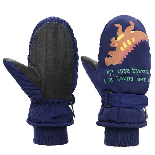 PONCEAU Fäustlinge Kinder Wasserdicht Handschuhe Skihandschuhe schneehandschuhe für 2-10 Jahre Mädchen Jungen Winterhandschuhe PU Palme Winddichte Warm Fleece Skifahren Snowboard Reiten Laufen von PONCEAU