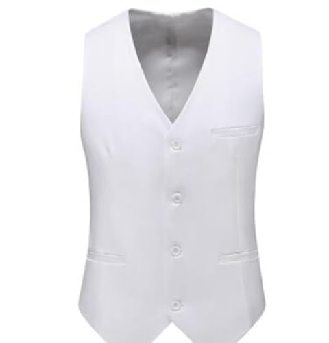 Anzugweste Für Herren - Kleid Westen Einreihig Business Anzug Westen Männer Freizeit V-Ausschnitt Baumwolle Westen Mann Bräutigam Kleid Formale Weste Jacke Für Hochzeit/Business/Party von PONERY