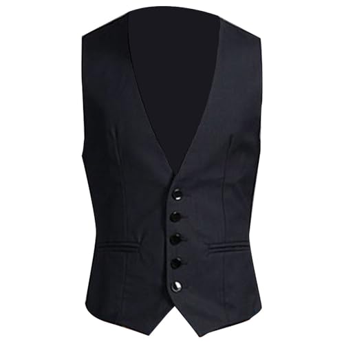 Anzugweste Für Herren - Männer Weste Männer Ärmellose Weste Casual Business Blazer Elegante Hochzeit Trauzeugen Kostüm Männlich Geschenk Für Hochzeit/Business/Party, Schwarz, M von PONERY