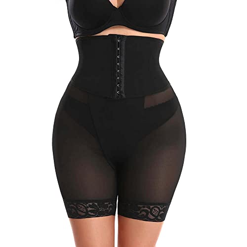 Damen Po Push Up Unterhose - Butt Lift Unterwäsche Für Frauen Höschen Extra Große Gepolsterte Po Enhancer Taillenstraffer Bauchkontrolle Hose High Waisted Shorts, Schwarz, S von PONERY