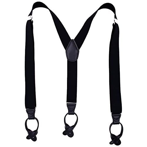 Herren Zahnspangen Y Form - Leder Hosenträger Knöpfe Zahnspangen Männer Hosenträger Y-Back 3,5 * 120Cm Hochzeitsfeier, Schwarz Herren Zahnspangen Y Form - Leder Hosenträger Knöpfe Zahnspangen Männer Hosenträger Y-Back 3,5 * 120Cm Hochzeitsfeier, Schwarz von PONERY