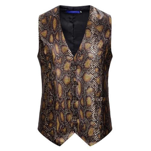 PONERY Anzugweste Für Herren - Formale Luxus Kleid Westen Für Männer Fischschuppen Bedruckt Gradient Gilet Farbe Homme Formaler Blazer Masculino Slim Männer Ärmellose Weste Für Hochzeit/Busin von PONERY