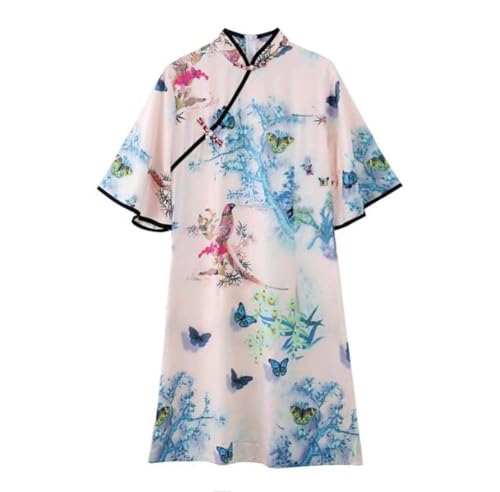 PONERY Cocktailkleider Für Damen - Mode Plus Größe M-4Xl Moderner Trend Chinesischer Stil Sommer Kurzarm A-Linie Cheongsam Kleider Für Frauen Qipao Kleidung, Wie Gezeigt,4XL von PONERY