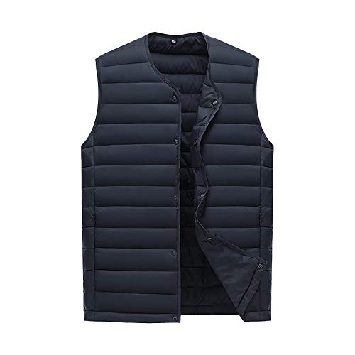 Daunenweste Für Herren - Lässige Herren Weste Ultra Light Baumwollweste Männer Ohne Kragen Wasserdicht Ärmellos Warm Liner Männlich Slim Gilet, Navy,M Daunenweste Für Herren - Lässige Herren Weste Ultra Light Baumwollweste Männer Ohne Kragen Wasserdicht Ärmellos Warm Liner Männlich Slim Gilet, Navy,M von PONERY