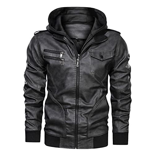 Herren Lederjacke - Männer Winter Lederjacken Mantel Motorrad Casual Fleece Thicken Motorrad Pu Jacke Biker Warmes Leder Männer Kleidung Warme Oberbekleidung, Schwarz, S Herren Lederjacke - Männer Winter Lederjacken Mantel Motorrad Casual Fleece Thicken Motorrad Pu Jacke Biker Warmes Leder Männer Kleidung Warme Oberbekleidung, Schwarz, S von PONERY