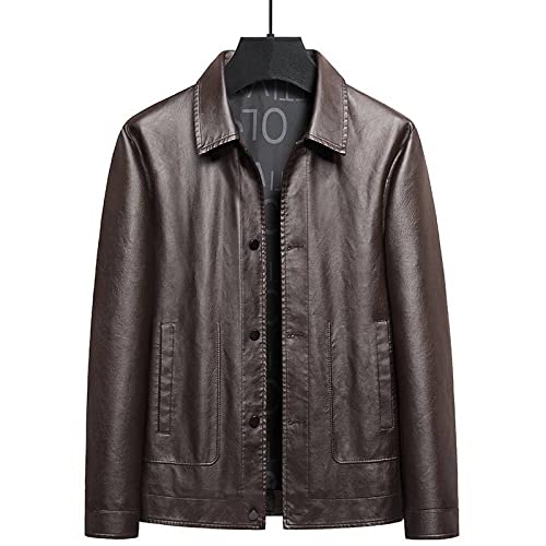 PONERY Herren Lederjacke - Mode Männer Business Lederjacke Frühling Herbst Lapel-Up Pu Männer Lederjacke Männlich Loose Coat Kleidung Asiatische Größe M-4Xl Jacke Streetwear Oberbekleidung,Ka von PONERY