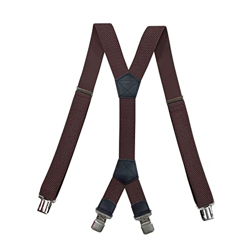 PONERY Herren Zahnspangen X Form - Herren Hosenträger Heavy Duty Big Size X Rücken Mit 4 Starken Clips Verstellbare Elastische Hosenstreben Strap Gürtel Zubehör, Kaffee von PONERY