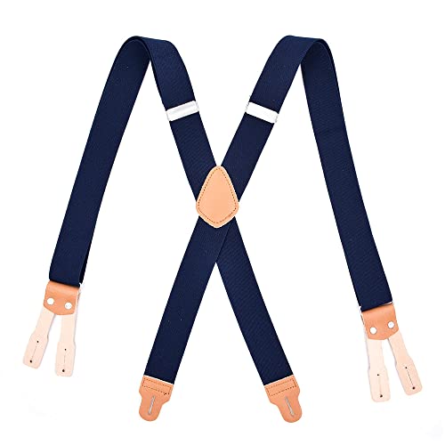 Herren Zahnspangen X Form - Vintage Blau Leder Hosenträger Hosenträger Für Männer X Rücken Knopf Ende Elastische Verstellbare Hose Hose Träger Gürtel, Marine Herren Zahnspangen X Form - Vintage Blau Leder Hosenträger Hosenträger Für Männer X Rücken Knopf Ende Elastische Verstellbare Hose Hose Träger Gürtel, Marine von PONERY