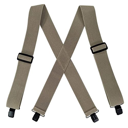 PONERY Männer Zahnspangen X Form - 1Pc 5 * 120Cm Erwachsene Männer 4 Clip Hosenträger Große Starke Stretch X- Rücken Männliche Jockstrap Elastic Verstellbare Breite Arbeitsspangen, Khaki, 120Cm von PONERY