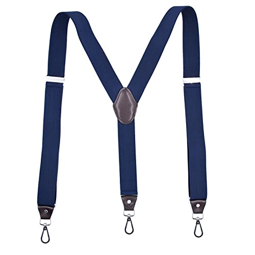 PONERY Männer Zahnspangen Y Form - 1Pc 3.5X120Cm Unisex Erwachsene 3 Clip Haken Hosenträger Y Typ Schnallen Hosenträger Anzug Hose Verstellbarer Riemen, Navy von PONERY