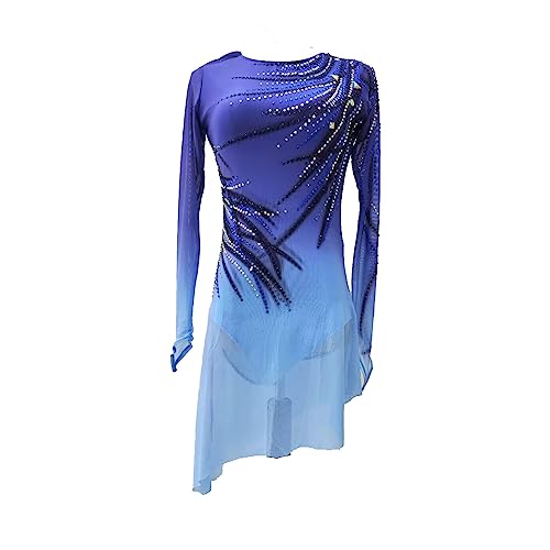 PONNYC Blau,11/13, Eislauf Kleid Für Mädchen Eiskunstlauf Wettkampfbe Kleidung Rhythmische Sport Gymnastik Turnanzüge Mit Farbverlauf Sportbe Kleidung Für Draußen Mit Strasssteinen von PONNYC