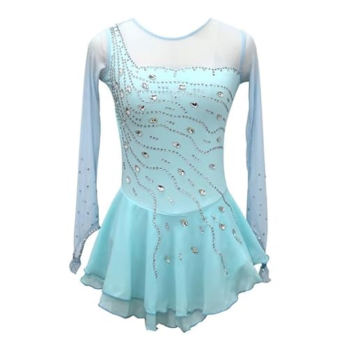 PONNYC Blau,M, Eiskunstlauf Kleidung Eislaufkleid Mit Hoher Elastizität Für Mädchen Mannschafts Sport Turn Wettkampf Kleidung Flash Diamond Gymnastik Trikotanzüge Für Kinder von PONNYC