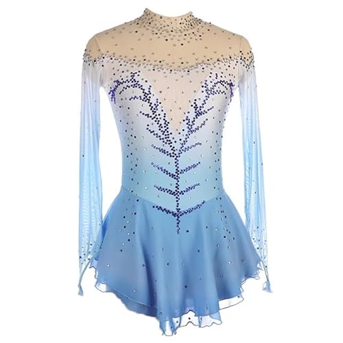 PONNYC Blau,M, Eiskunstlauf Kostüme Für Damen Eiskunstlauf Kleid Mit Hoher Elastizität Für Mädchen Kunstturnen Gymnastik Trikot Winter Sport Outfit Mit Glänzenden Strasssteinen von PONNYC