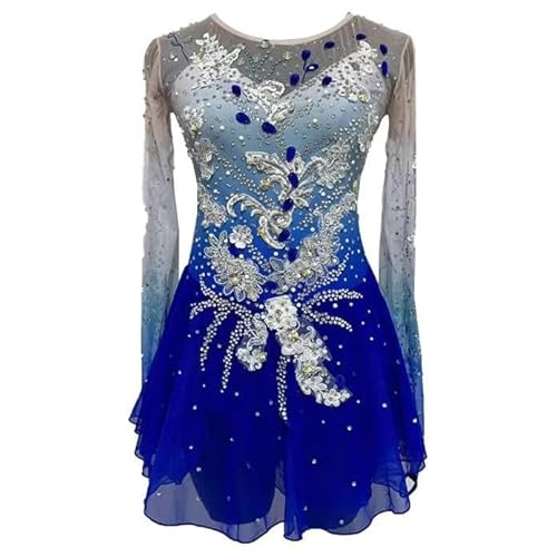 PONNYC Blau,XXL, Eiskunstlauf Kleid Für Mädchen Aufkleber Professioneller Eislaufrock Gymnastik Tanzbekleidung Für Damen Mit Farbverlauf Sport Kleidung Für Draußen Mit Strasssteinen von PONNYC