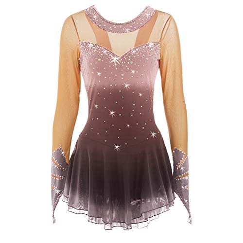 PONNYC C,XL, Figur Skating Kleider Runde Hals Rhythmisches Gymnastik Trikots Der Mädchen Gradient Eislauf Wettbewerb Kostüme Glänzender Strass Winter Sport Kleidung von PONNYC