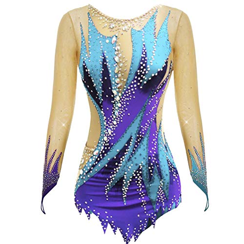 PONNYC D,XXL, Rhythmische Sport Gymnastik Turnanzüge Für Mädchen Handgefertigte Kunstturnen Turnanzüge Eiskunstlauf Kleid Mit Glänzenden Kristallen Eislauf Kleidung Für Wettkämpfe von PONNYC