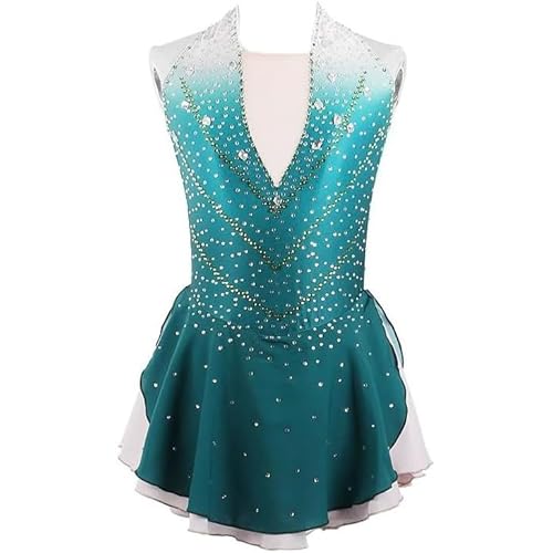 PONNYC Grün,M, Eiskunstlauf Kleid Für Mädchen Rollschuhrock Mit Farbverlauf Für Wettkämpfe Handgefertigte Eislauf Kleidung Gymnastikanzüge Für Kinder Mit Glänzenden Strasssteinen PONNYC Grün,M, Eiskunstlauf Kleid Für Mädchen Rollschuhrock Mit Farbverlauf Für Wettkämpfe Handgefertigte Eislauf Kleidung Gymnastikanzüge Für Kinder Mit Glänzenden Strasssteinen von PONNYC