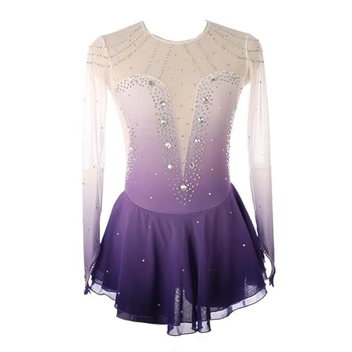 PONNYC Lila,7/10, Modisches Eiskunstlauf Kleid Mit Farbverlauf Für Mädchen Rollschuhlaufen Wettkampf Kleidung Rhythmische Sport Gymnastik Trikotanzüge Für Damen Eislauf Kostüm von PONNYC