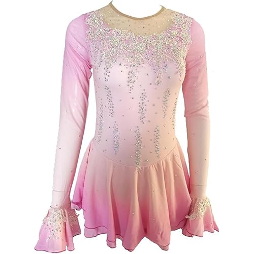 PONNYC Rosa,11/13, Eiskunstlauf Kleid Für Mädchen Eislaufbekleidung Mit Hoher Elastizität Gymnastik Tanzröcke Für Damen Winter Sport Kleidung Aus Glänzendem Kristall Für Wettkämpfe von PONNYC