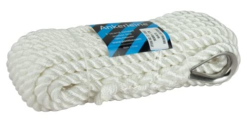 PONTTOR Ankerleine mit eingespleißter NIRO Kausch Bootsseil Bootsleine Tauwerk Seil Leine Festmacher Polyester 3-Fach geschlagen für Anker Bootsanker weiß Größe 20 mm x 8 m PONTTOR Ankerleine mit eingespleißter NIRO Kausch Bootsseil Bootsleine Tauwerk Seil Leine Festmacher Polyester 3-Fach geschlagen für Anker Bootsanker weiß Größe 20 mm x 8 m von PONTTOR