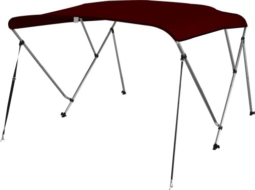 PONTTOR Bimini Top Deluxe Sonnenschutz mit 3 Armen, Aluminium, B170-183xL183xH117cm, weinrot Bootsverdeck Bootsabdeckung Sonnenverdeck PONTTOR Bimini Top Deluxe Sonnenschutz mit 3 Armen, Aluminium, B170-183xL183xH117cm, weinrot Bootsverdeck Bootsabdeckung Sonnenverdeck von PONTTOR