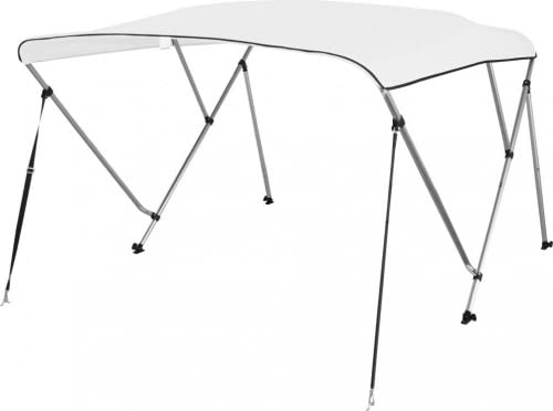 PONTTOR Bimini Top Deluxe Sonnenschutz mit 3 Armen, Aluminium, L183xH117cm, Verschiedene Breiten, Weiss Bootabdeckung Bootsverdeck Sonnenverdeck Biminitopgröße BxLxH: 185-198x183x117 cm von PONTTOR