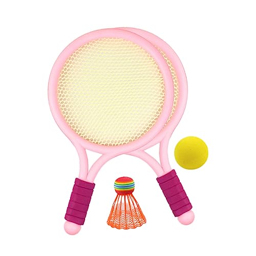 POPETPOP 1 Satz Federschläger Outdoor-badmintonschläger Federballball Spielset Für Kinder Spielzeug Für Kinder Federbälle Schläger Spielzeug Kinder Badmintonschläger Spielzeug Plastik Rosa von POPETPOP