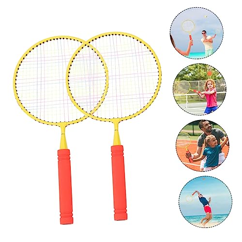 POPETPOP 1 Set Badmintonschläger Interaktive Rackets Für 3 8 Jahre Schläger 1 Tennisball 8 Federbälle 1 Tragetasche Outdoor Sportspielzeug Wassermelonrot von POPETPOP