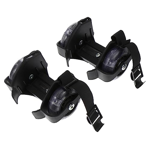 POPETPOP 2 Paar Leuchtendes Rollschuhlaufen Tragbare Radschuhe Geburtstagsgeschenk Fersenrollen Eislaufrollen Blinkende Skating-räder Flash-Rollschuhe Skooter Skaterschuhe Black PVC von POPETPOP