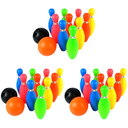 POPETPOP 3 Sätze Bowlingkugel interaktives Bowling Set Safe Toy für draußen kinderspielzeug Bowling-Set für Geburtstagsgeschenk Plastik von POPETPOP