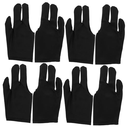 POPETPOP 4 Paare Poolhandschuhe UFC-Handschuhe Handmaske Fahrhandschuhe Netz 3 Finger Handschuhe Billard handschuh Queue-Zubehör Bequeme sporthandschuhe Polyester (Polyesterfaser) Black von POPETPOP