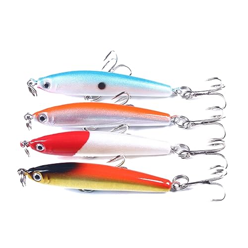 POPETPOP 4 Stück sinkende Köder Hechtköder gummifische köderfisch fischerzubehör Fishing Tackle meerforellenköder anglerzubehör fischen zubehör fischköder Kunstköder Angelzubehör Colorful von POPETPOP