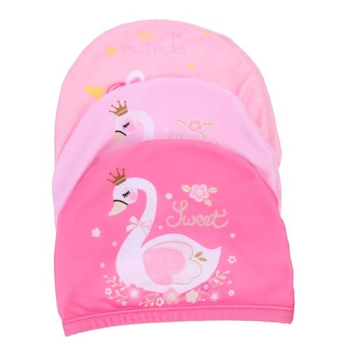 POPETPOP 5 Sätze Schwimmhaube Schwimmbad Schwimmen Zubehör Schwimmer Schwimmkappe Für Badekappen Für Schwimmzubehör Cartoon-schwimmhüte Polyester Rosa 3 Stück * 5 von POPETPOP