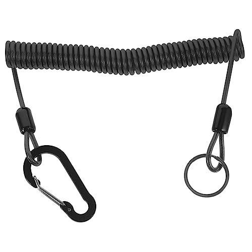 POPETPOP Halteleine Mit Federfeder Fischnetz Draht Karabiner Spiral-Lanyard Für Den Außenbereich Verlängerungsband Zum Angeln Gewickeltes Angelband Bungee Surfen Rostfreier Stahl von POPETPOP