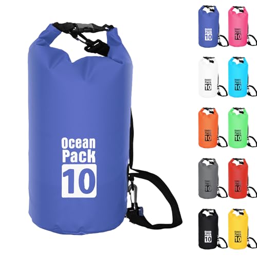 10L Blau Wasserdichte Tasche, Dry Bag 2L/5L/10L/15L/20L/30L mit Verstellbarem Gurt, Schützt Telefon/Karte, Roll Top Wasserdichter Beutel Rucksack für Schwimmen/Rafting/Kajak/Bootfahren/Camping/Strand 10L Blau Wasserdichte Tasche, Dry Bag 2L/5L/10L/15L/20L/30L mit Verstellbarem Gurt, Schützt Telefon/Karte, Roll Top Wasserdichter Beutel Rucksack für Schwimmen/Rafting/Kajak/Bootfahren/Camping/Strand von POPOYU