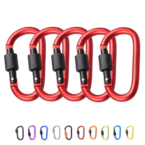 2 Stück Karabiner mit Schraubverschluss, Rot Schlüsselanhänger Karabinerhaken Aluminium Schraubkarabiner Karabiner Haken D-Clip für Hundeleine, Geschirr, Camping, Hängematten,Aluminiumlegierung D-Typ 2 Stück Karabiner mit Schraubverschluss, Rot Schlüsselanhänger Karabinerhaken Aluminium Schraubkarabiner Karabiner Haken D-Clip für Hundeleine, Geschirr, Camping, Hängematten,Aluminiumlegierung D-Typ von POPOYU