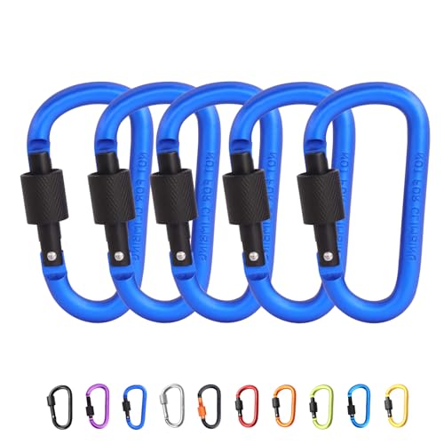 5 Stück Karabiner mit Schraubverschluss, Saphir Schlüsselanhänger Karabinerhaken Aluminium Schraubkarabiner Karabiner Haken D-Clip für Hundeleine, Geschirr, Camping, Aluminiumlegierung D-Typ 5 Stück Karabiner mit Schraubverschluss, Saphir Schlüsselanhänger Karabinerhaken Aluminium Schraubkarabiner Karabiner Haken D-Clip für Hundeleine, Geschirr, Camping, Aluminiumlegierung D-Typ von POPOYU
