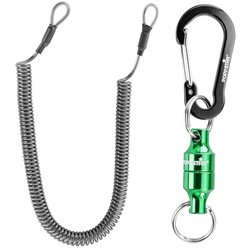 POPPSTAR Magnetische Release Clips mit Karabiner, Haftkraft 6 kg, Spiralschnur, Fliegenfischen Magnet, Grün POPPSTAR Magnetische Release Clips mit Karabiner, Haftkraft 6 kg, Spiralschnur, Fliegenfischen Magnet, Grün von POPPSTAR