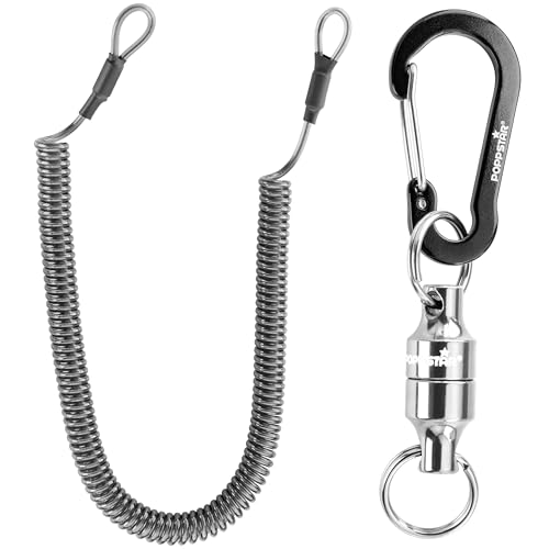 POPPSTAR Magnetische Release Clips mit Karabiner, Haftkraft 6 kg, Spiralschnur, Fliegenfischen Magnet, Silbern POPPSTAR Magnetische Release Clips mit Karabiner, Haftkraft 6 kg, Spiralschnur, Fliegenfischen Magnet, Silbern von POPPSTAR