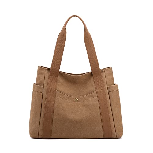 PORRASSO Canvas Schultertasche Einfache Handtasche Damen Tote Bag Mädchen Henkeltasche Strandtasche für Reisen Täglicher Gebrauch Braun PORRASSO Canvas Schultertasche Einfache Handtasche Damen Tote Bag Mädchen Henkeltasche Strandtasche für Reisen Täglicher Gebrauch Braun von PORRASSO