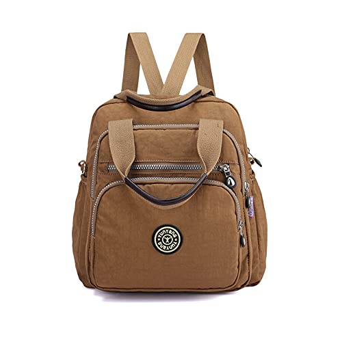 PORRASSO Casual Rucksack Damen Schultertasche Frauen Umhängetasche Nylon Handtasche Daypack für Arbeit Reisen Täglicher Gebrauch Khaki von PORRASSO